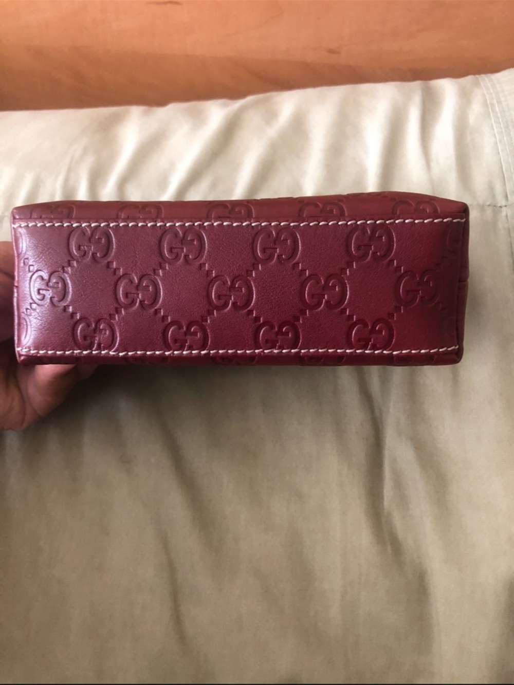 Gucci Burgundy Embossed GG Leather Pouch - Picture 4 of 4